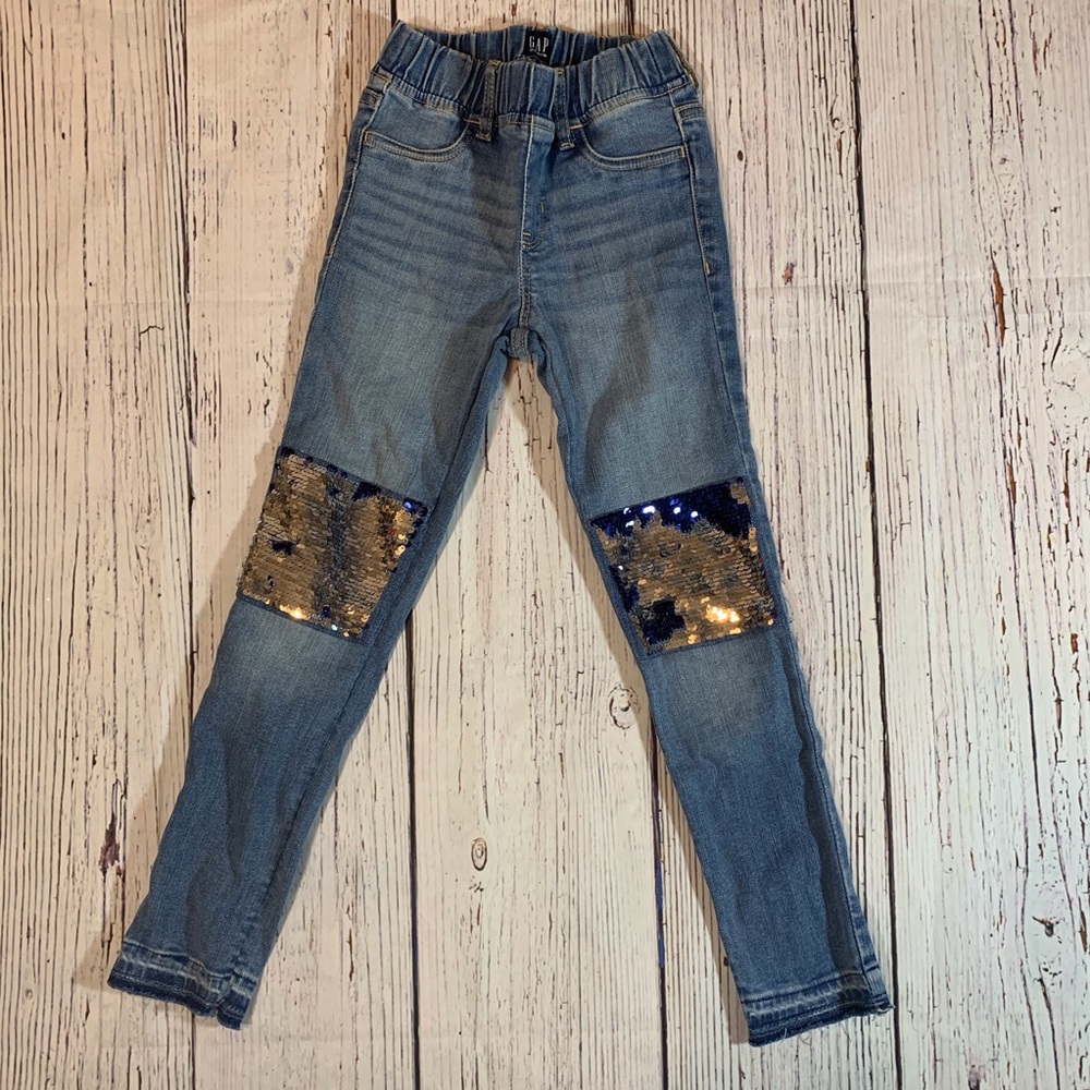 Skinny Jeans With Sequin Knee Patches